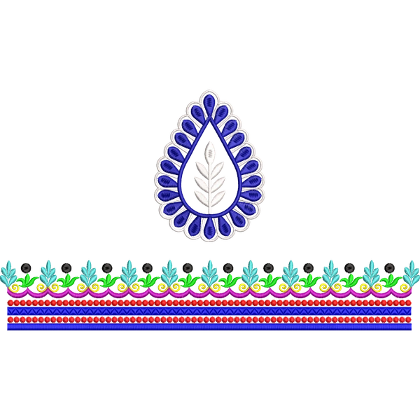 Blouse Design No :MSM - 592 - Boat Neck, Border With Butta