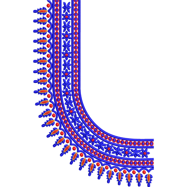 Blouse Design No :MSM - 664 - Border With Butta, U Shape