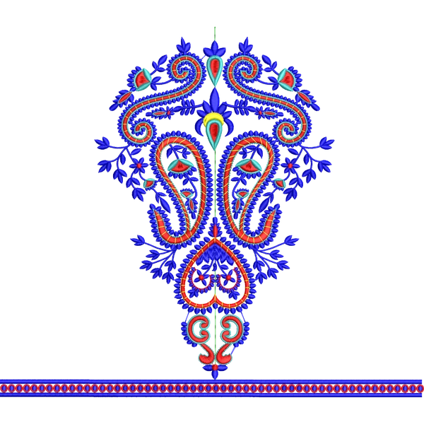 Blouse Design No :MSM - 664 - Border With Butta, U Shape