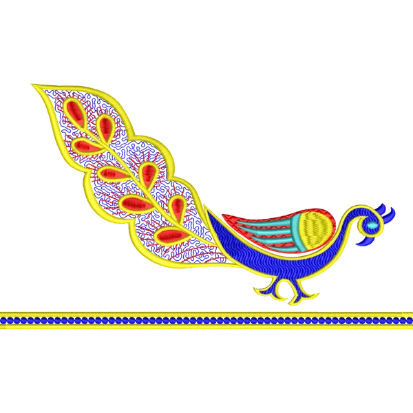 Blouse Design No :MSM - 669 , Peacock - Simple Border, Sweat Heart