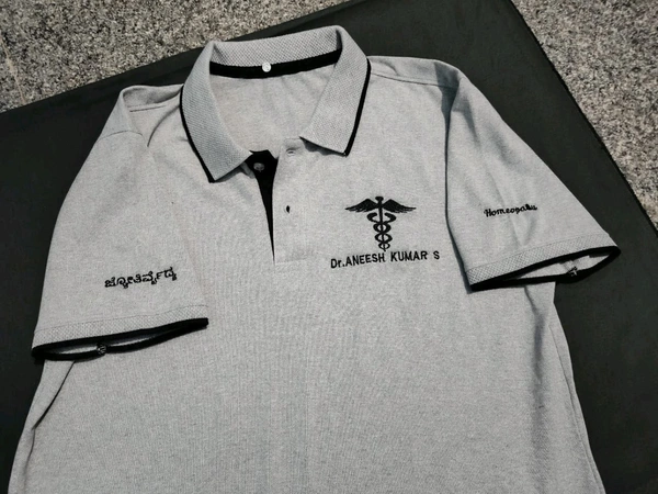 T shirt logo Embroidery With Sleeve Design