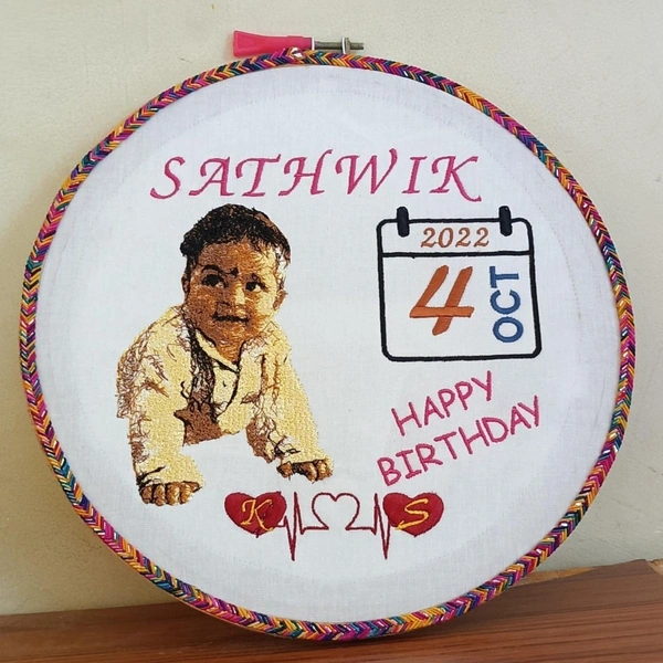 Embroidery Hoop - Personalized Birthday Gift with Photo Embroidery (Hoop-002)