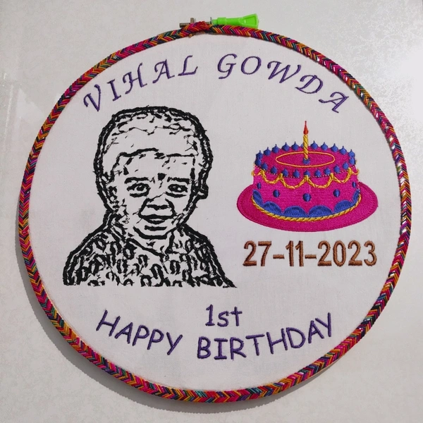 Embroidery Hoop - Personalized Birthday Gift with Photo Embroidery (Hoop-004)