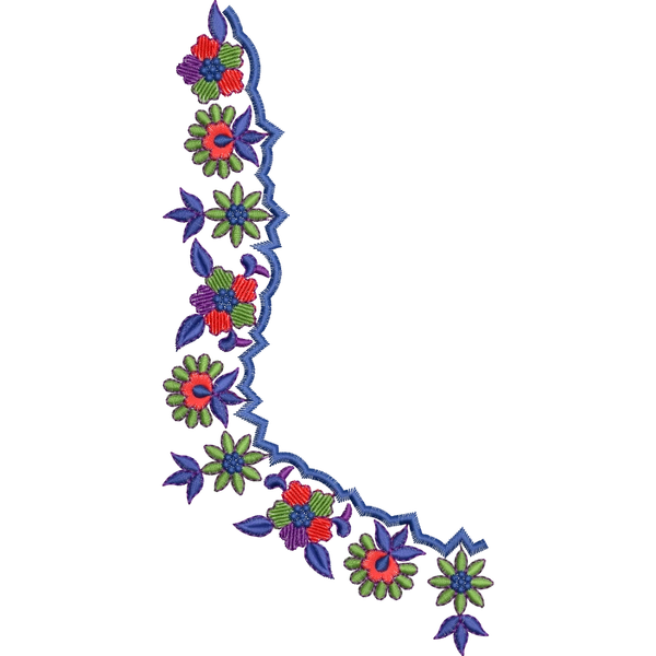 Blouse Design No :BH411/2 ,Small Butta , Flower Bunch - Full Sleeve, U Shape
