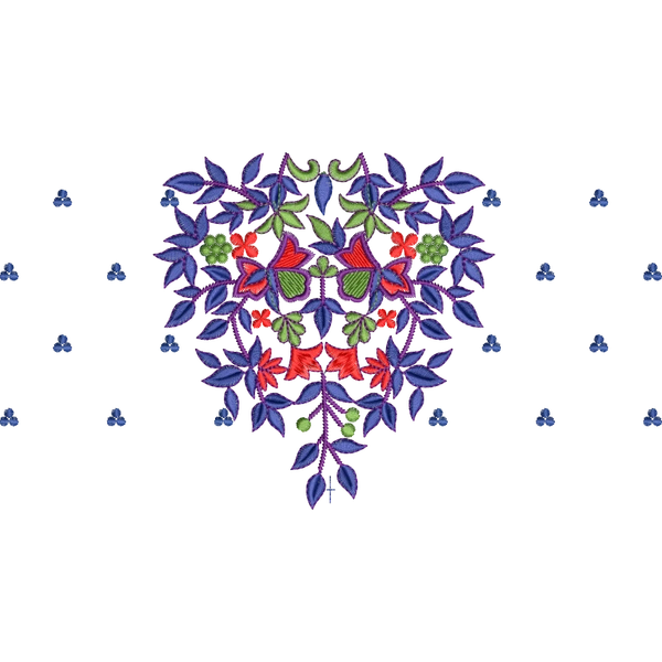 Blouse Design No :BH411/1 ,Small Butta , Flower Bunch - Full Sleeve, Pot Neck