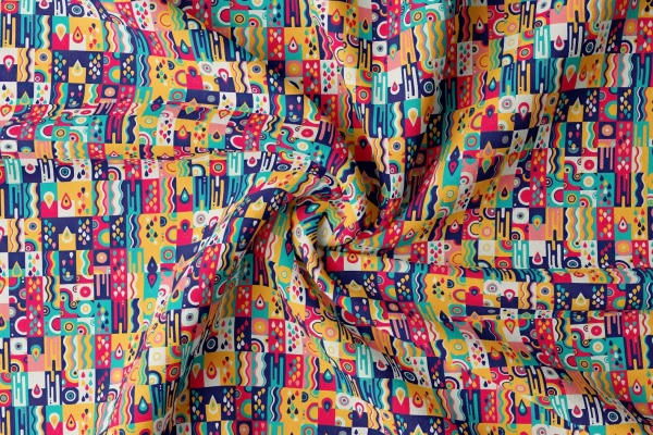 Arihant Creations Poly Rayon Digital Printed Fabric, Soft Fabric, , Durable, 44 Inches Width - Rayon