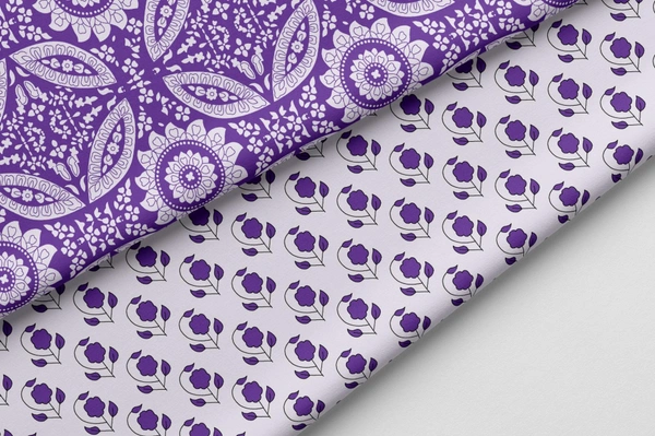 Poly Cotton Top Bottom Digital Printed Set, 2.5 Mtr Top With 2.5 Mtr Bottom, Cotton Fabric