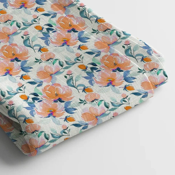 Arihant Creations Muslin Digital Printed Fabric  | Poly Blend, 44 Width, Unstitched, Soft, Lightweight - Muslin