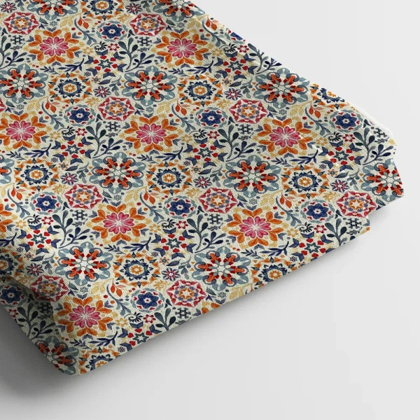 Arihant Creations Muslin Digital Printed Fabric  | Poly Blend, 44 Width, Unstitched - Muslin