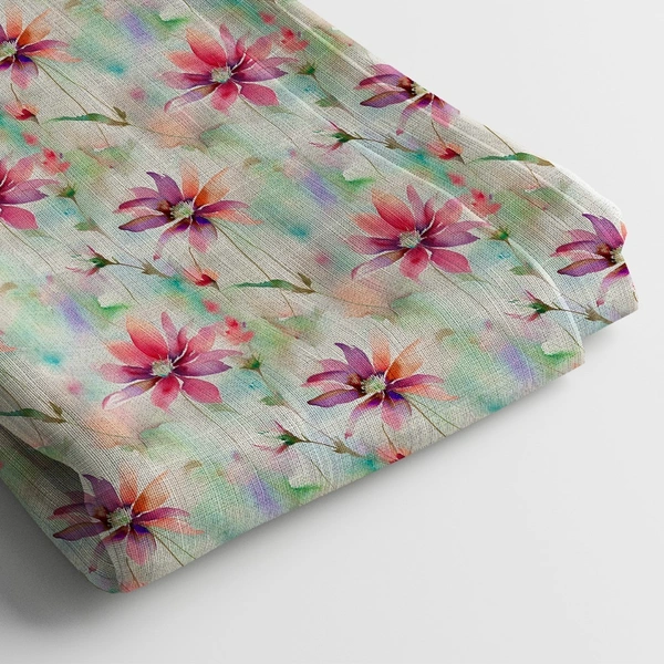 Arihant Creations Poly Cotton Digital Print Fabric 2.5 MTR  | 44 Width, Unstitched - Poly Cotton 2.5 MTR