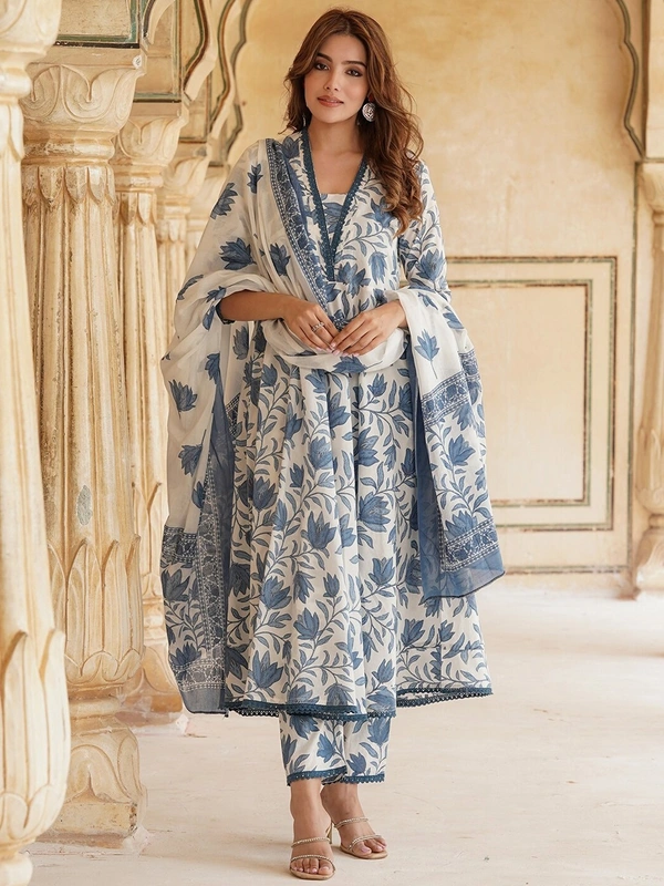 Arihant Creations Women's Cotton Kurta Pant Dupatta Set - Extra Large (XL)