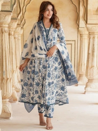 Arihant Creations Women's Cotton Kurta Pant Dupatta Set - Extra Large (XL)