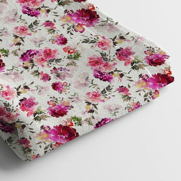 Arihant Creations Linen Cotton Digital Print Fabric  | 44 Width, Unstitched, Poly Blend - Linen