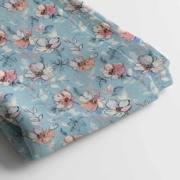 Arihant Creations Linen Cotton Digital Print Fabric  | 44 Width, Unstitched, Poly Blend - Linen