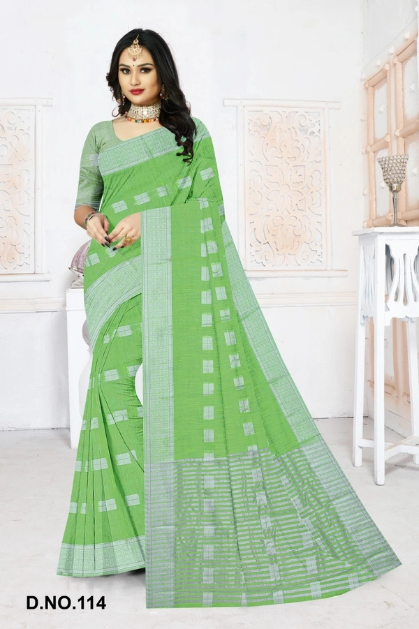 VEEROSA Women's Cotton Silk Saree With Unstitched Blouse Piece