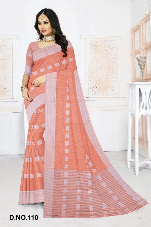 VEEROSA Women's Cotton Silk Saree With Unstitched Blouse Piece