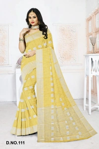 VEEROSA Women's Cotton Silk Saree With Unstitched Blouse Piece