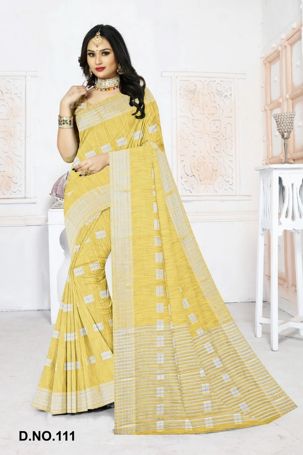 VEEROSA Women's Cotton Silk Saree With Unstitched Blouse Piece