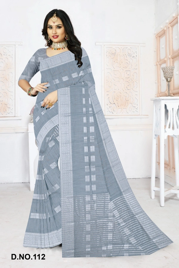 VEEROSA Women's Cotton Silk Saree With Unstitched Blouse Piece