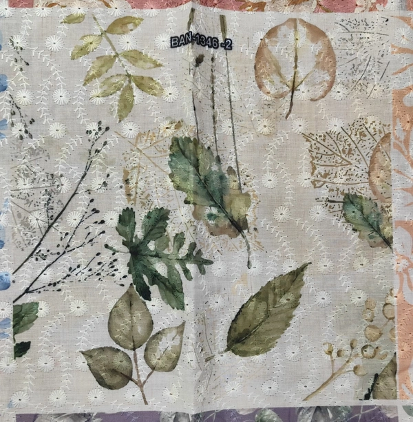 Arihant Creations Poly Cotton Chikankari Work Digital Print Fabric - 2.4 MTR, Unstitched