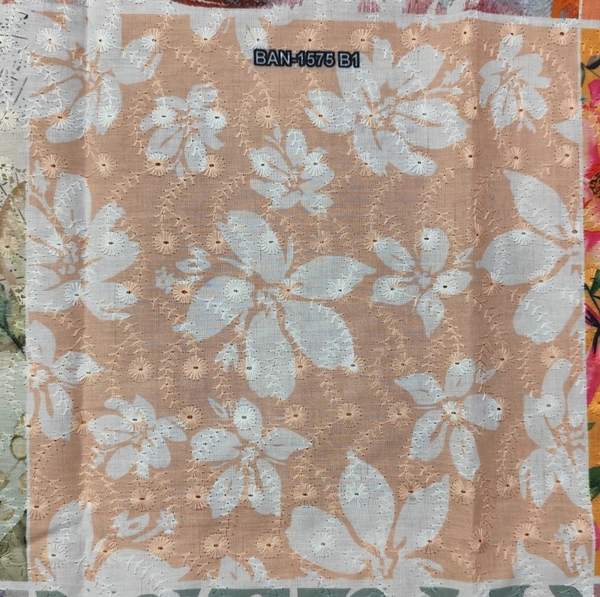 Arihant Creations Poly Cotton Chikankari Work Digital Print Fabric - Unstitched, 2.4 MTR