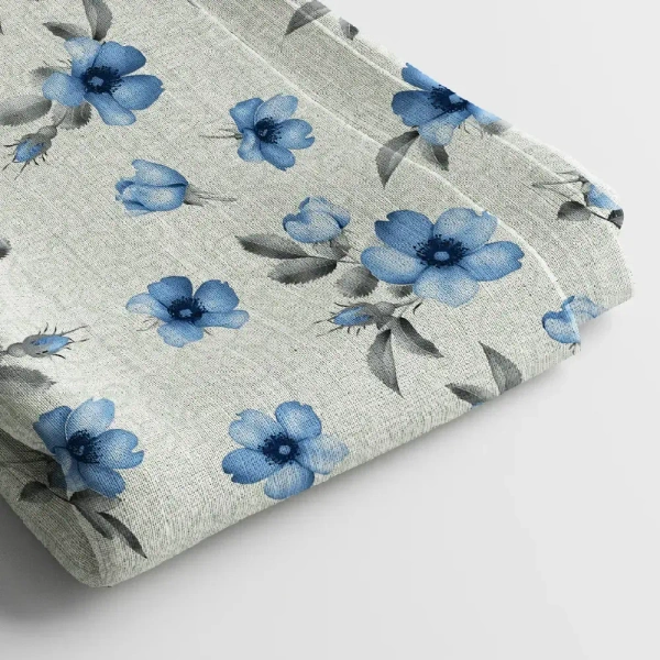 Arihant Creations Linen Cotton Digital Print Fabric  | 44 Width, Unstitched, Poly Blend - Linen