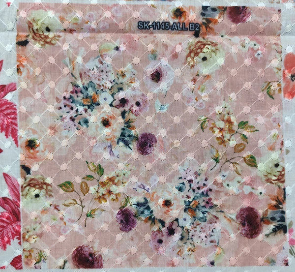Arihant Creations Poly Cotton Chikankari Digital Print Fabric - Unstitched