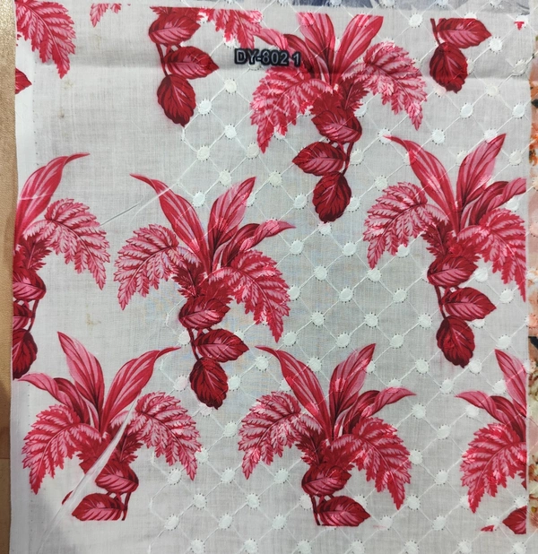 Arihant Creations Poly Cotton Schiffli Digital Print Fabric - 2.4 MTR, Unstitched