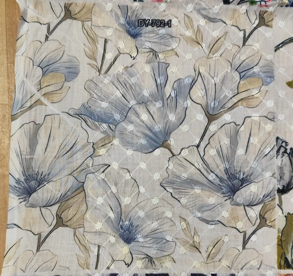 Arihant Creations Poly Cotton Schiffli Digital Print Fabric - 2.4 MTR, Unstitched