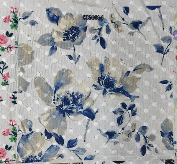Arihant Creations Poly Cotton Schiffli Digital Print Fabric - Unstitched, 2.4 MTR