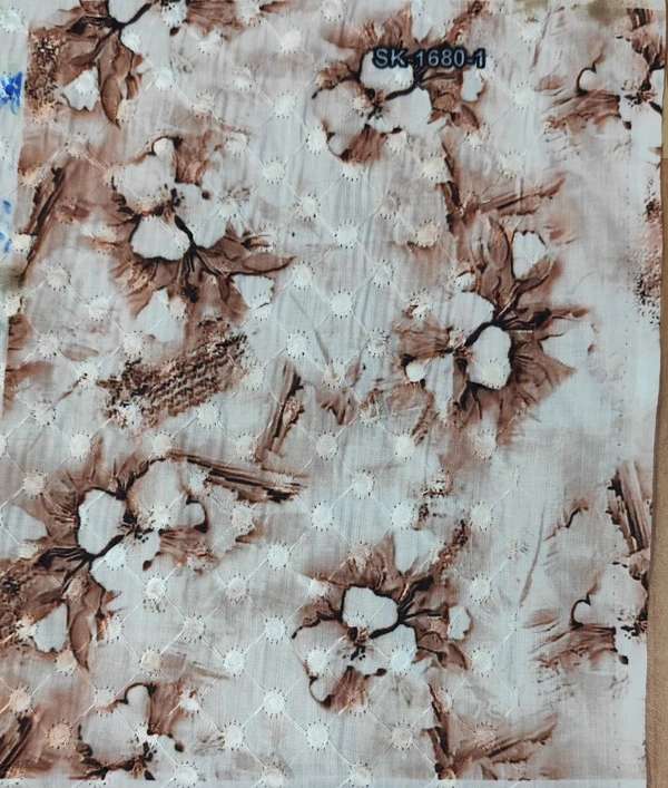 Arihant Creations Poly Cotton Schiffli Digital Print Fabric - Unstitched, 2.4 MTR
