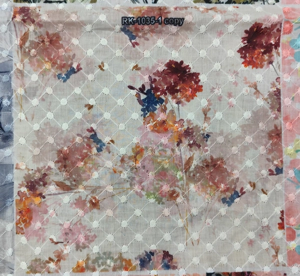 Arihant Creations Poly Cotton Schiffli Digital Print Fabric - Unstitched, 2.4 MTR