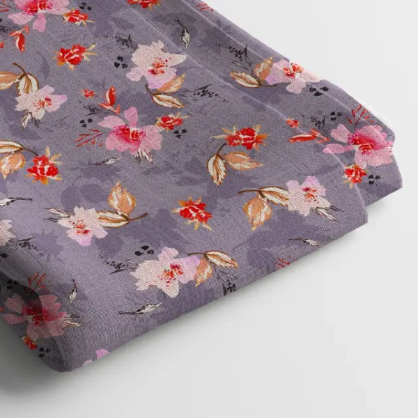 Arihant Creations Muslin Digital Printed Fabric  | Poly Blend, 44 Width, Unstitched, Soft, Lightweight - Muslin