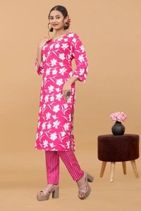 Arihant Creations Women's Cotton Digital Printed Kurta Pant Set - Breathable, Soft & Ready-to-Wear - Large (L), Large (L)