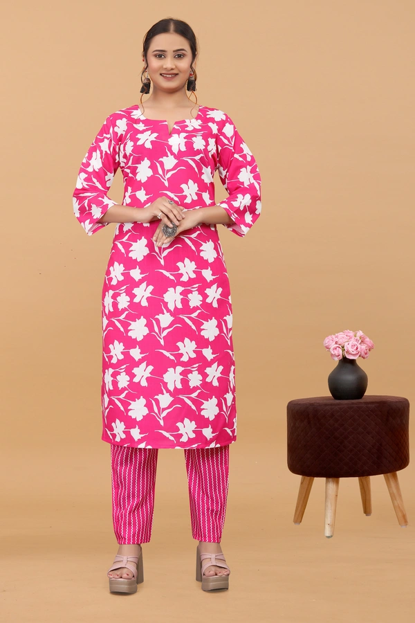 Arihant Creations Women's Cotton Digital Printed Kurta Pant Set - Breathable, Soft & Ready-to-Wear - Large (L), Large (L)