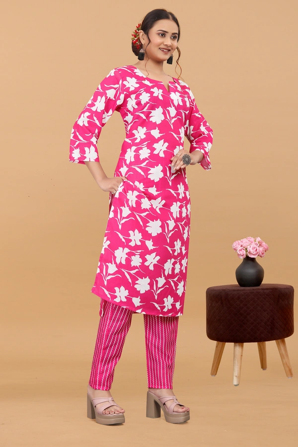 Arihant Creations Women's Cotton Digital Printed Kurta Pant Set - Breathable, Soft & Ready-to-Wear - Large (L), Large (L)