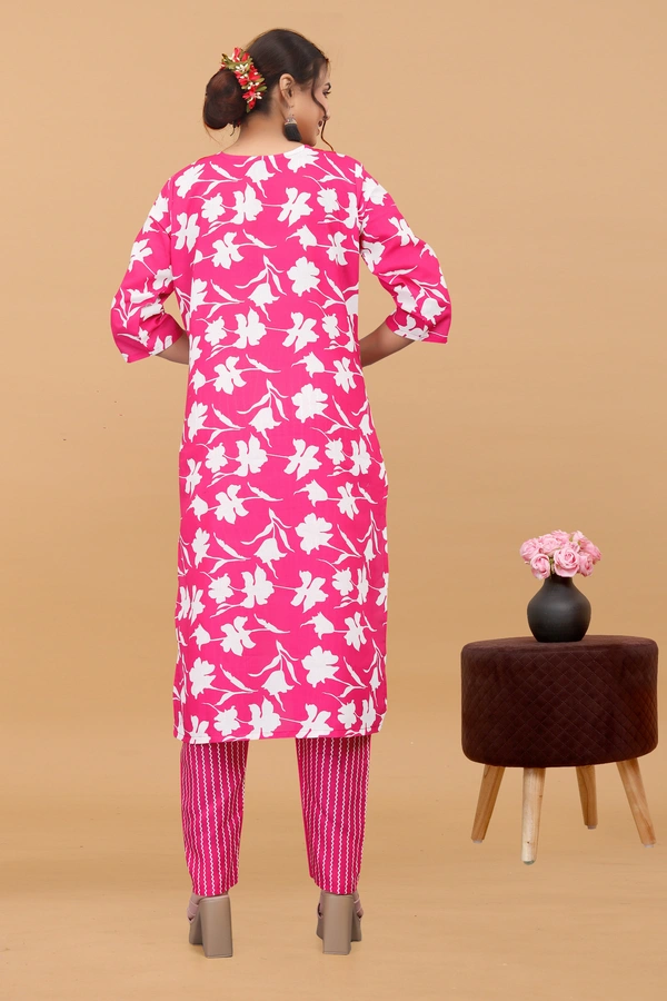 Arihant Creations Women's Cotton Digital Printed Kurta Pant Set - Breathable, Soft & Ready-to-Wear - Large (L), Large (L)