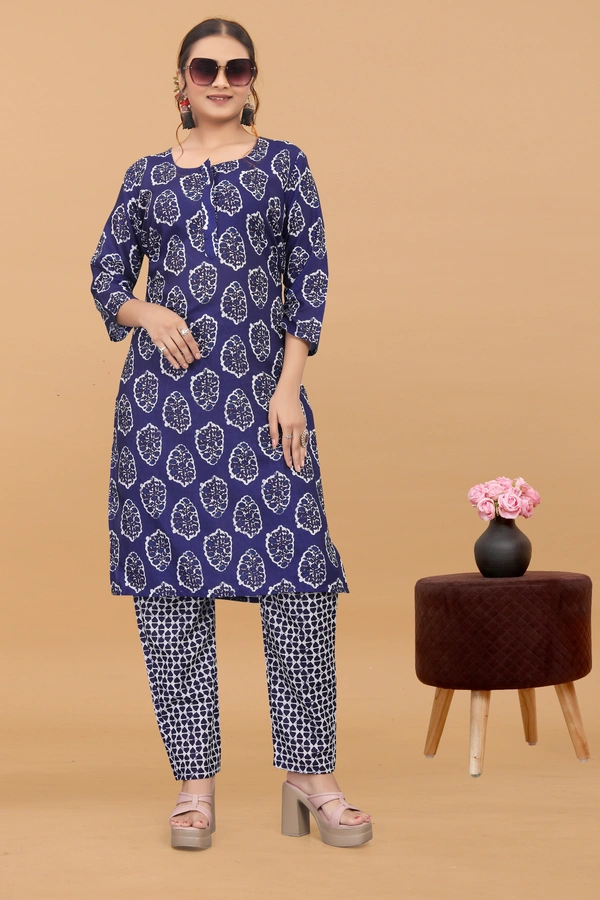 Arihant Creations Women's Cotton Digital Printed Kurta Pant Set - Soft, Breathable & Ready-to-Wear - Large (L), Large (L)