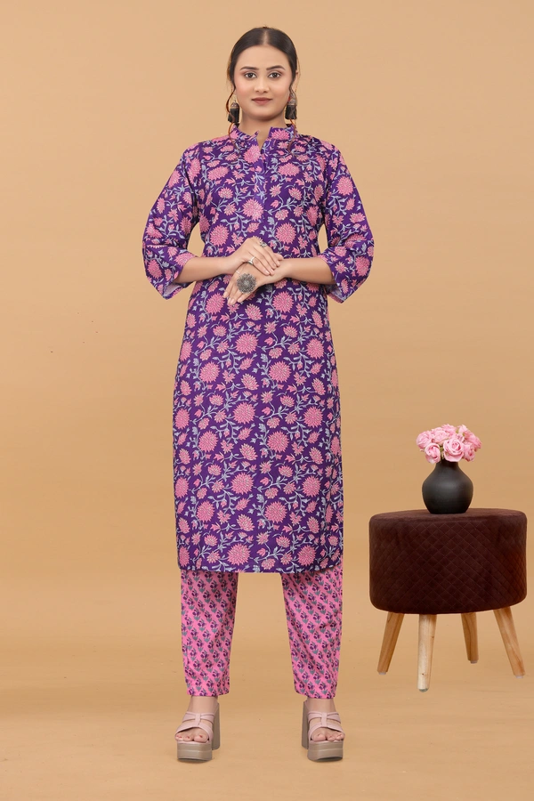 Arihant Creations Women's Cotton Digital Printed Kurta Pant Set - Soft, Breathable & Ready-to-Wear - Large (L), Large (L)