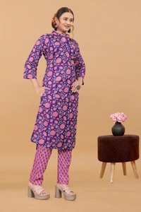 Arihant Creations Women's Cotton Digital Printed Kurta Pant Set - Soft, Breathable & Ready-to-Wear - Large (L), Large (L)