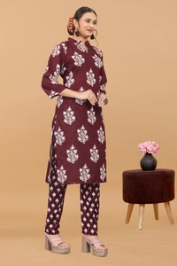 Arihant Creations Women's Cotton Digital Printed Kurta Pant Set - Soft, Breathable & Ready-to-Wear - Large (L), Large (L)