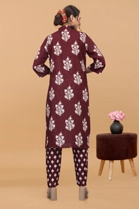 Arihant Creations Women's Cotton Digital Printed Kurta Pant Set - Soft, Breathable & Ready-to-Wear - Large (L), Large (L)