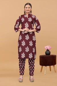 Arihant Creations Women's Cotton Digital Printed Kurta Pant Set - Soft, Breathable & Ready-to-Wear - Large (L), Large (L)