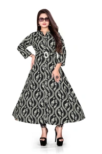 Arihant Creations Women's Printed Rayon Midi Dress - Stylish & Breathable - Double XL (XXL), Double XL (XXL)