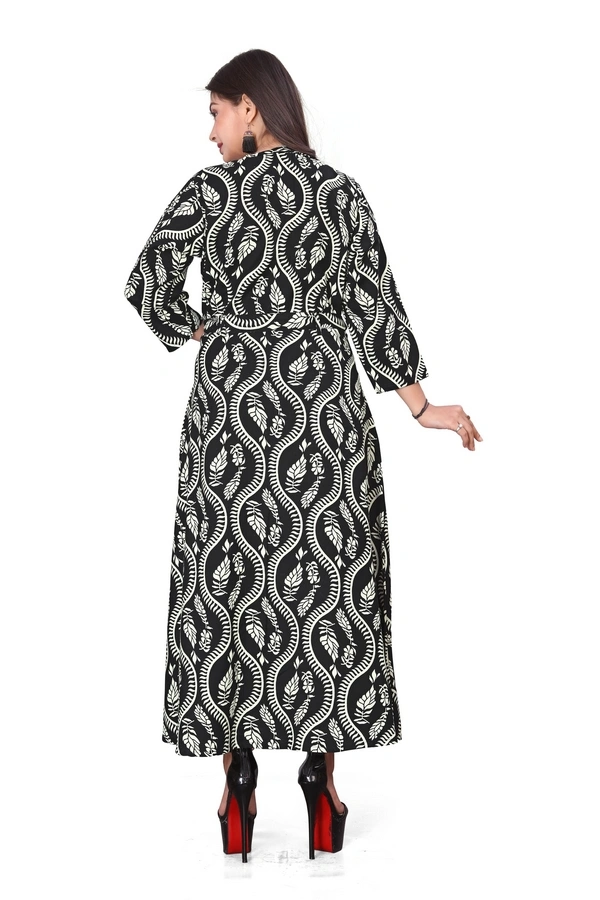 Arihant Creations Women's Printed Rayon Midi Dress - Stylish & Breathable - Double XL (XXL), Double XL (XXL)