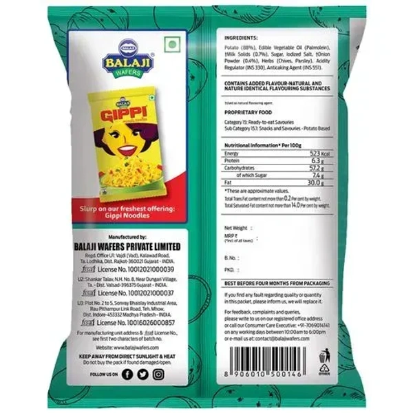 BALAJI Wafers - Cream & Onion, 135 g Pouch - 135 Gm