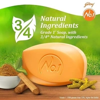 Godrej No.1 Sandal and Turmeric Soap - Pack of 4 (150g each) - High TFM (Grade 1 Soap) | Soaps For Bath | Long-Lasting Fragrance - 150Gm x 4