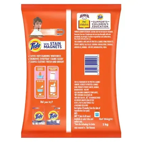 Tide Double Power Jasmine & Rose Detergent Powder 1 kg - 1 Kg