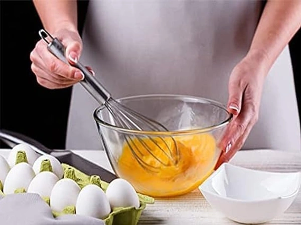 Home Multiuses Stainless Steel Kitchen Utensil Balloon Shape Wire Whisk, Egg Beater, Kitchen Tool, 20cm (Silver)