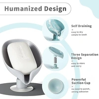 Plastic Soap Stand Holder For Bathroom Kitchen Sink Wall Single Layer With Magic Stickers (Leaf Soap Dish) (Pack Of 1) - 8.5 x 10 x 13